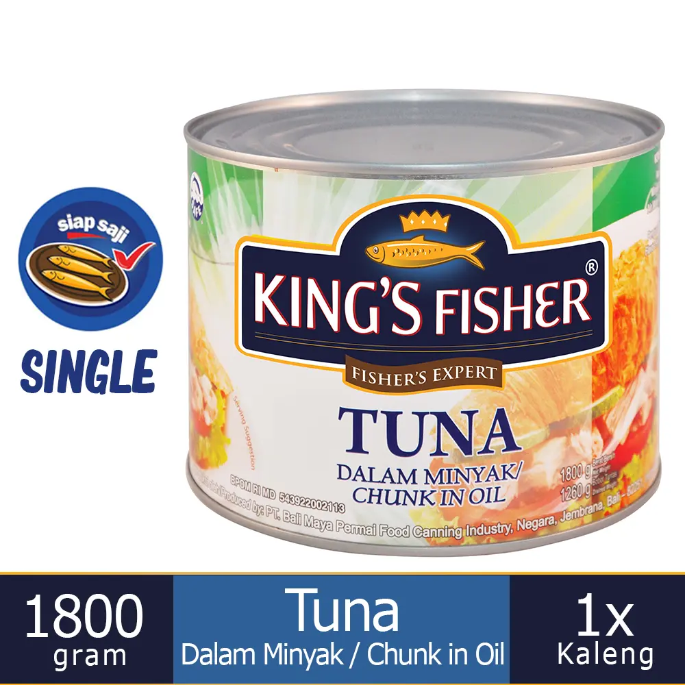 King's Fisher Tuna Minyak Nabati 1800g Tuna in Oil Daging Tuna Kaleng