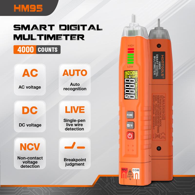  Multimeter thông minh HABOTEST HT122   HM95 Loại bút 600V AC   DC 4000 số đếm Phát hiện trình tự pha NCV Phạm vi tự động của máy đo Còn hàng 