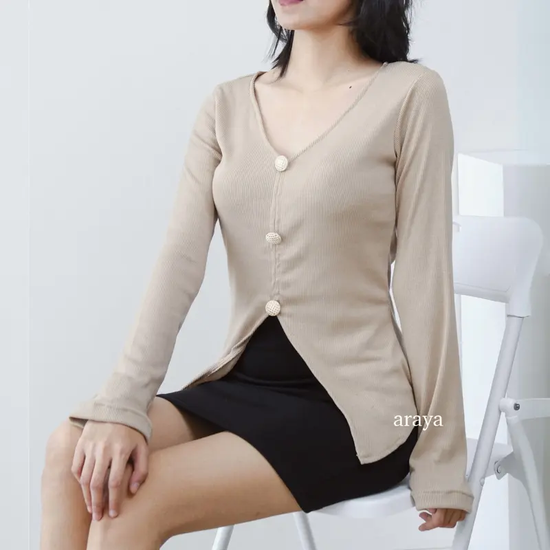 Jade Top - Atasan Wanita Longsleeve Lengan Panjang Bahan Knit Tebal Casual Top 2