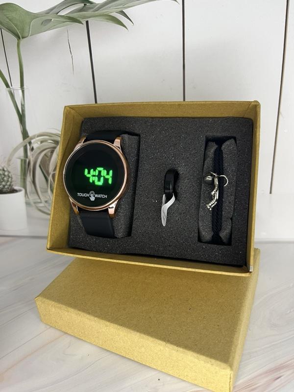 Jam Tangan LED touch screen  Pria dan wanita Paket Lengkap Termasuk Jam Tangan, Gelang, dan Cincin - Garansi Uang Kembali 100%  Watch  Watches
