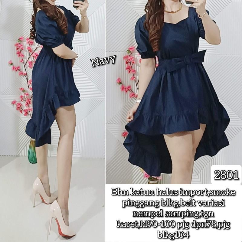 Product Introduction of 2801 - Dress bhn Katun halus import, smoke pinggang blkg, BELT Variasi 13
