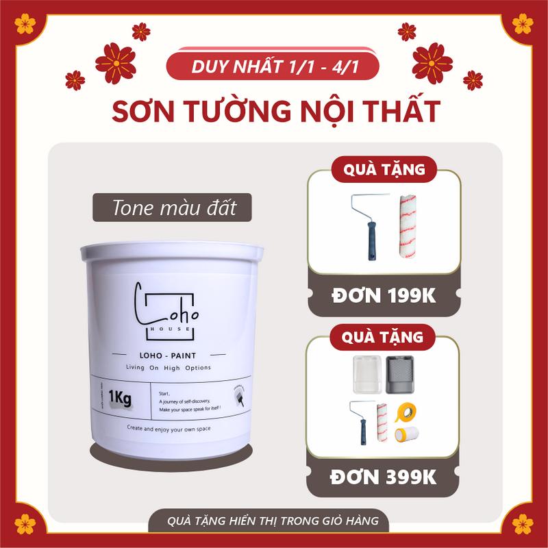  Sơn tường tone màu nâu đất | Lon 1kg - Sơn nước nội thất cao cấp Loho-paint với các tone màu đất trầm ấm 