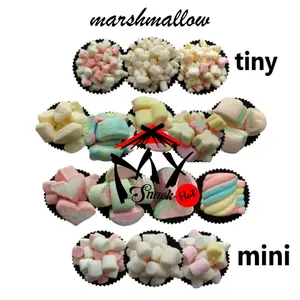 MARSHMALLOW MARSMELOW MINI TOPPING HATI BUNGA PUTIH MOBIL WHITE PINK RAINBOW PASTEL ULIR TWIST HALAL