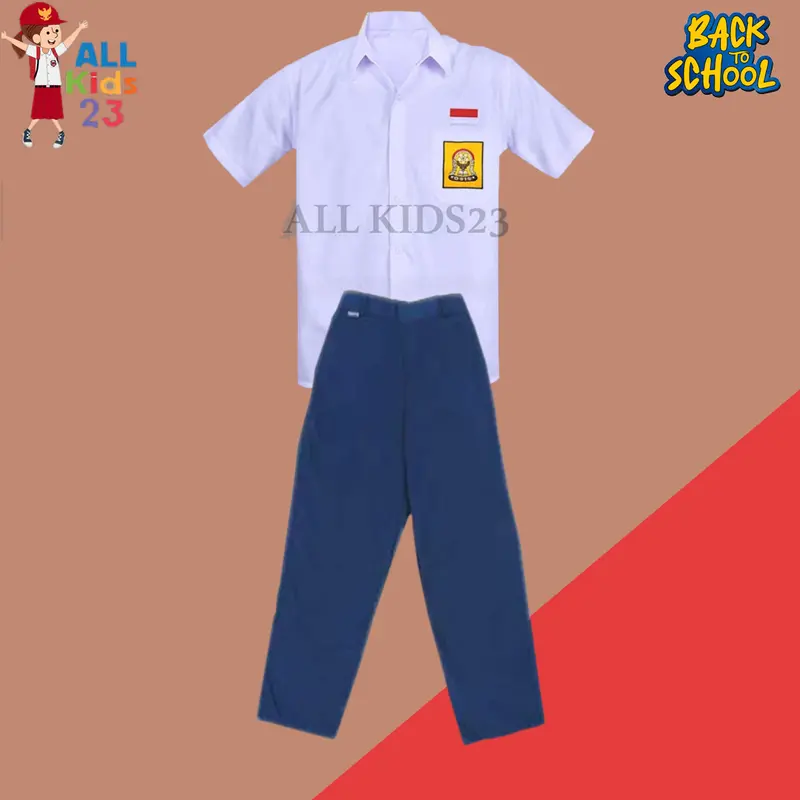 Setelan Seragam SMP Laki-Laki Baju Pendek Celana Panjang Bordir 2