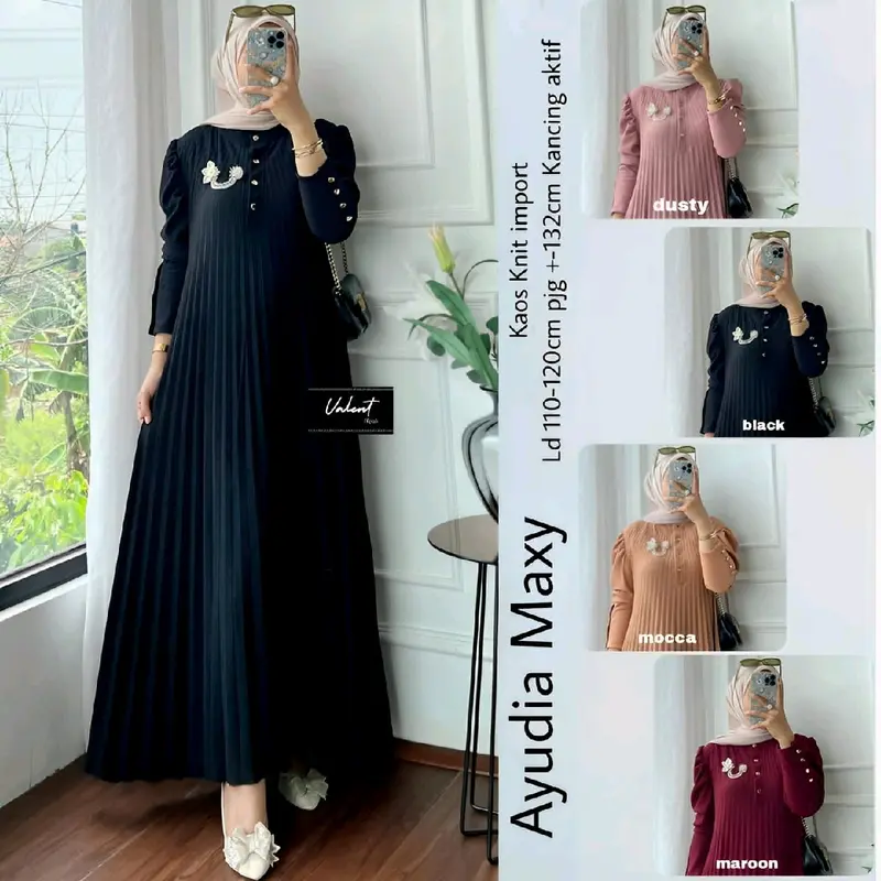Ayudia Maxy Dress Wanita Bahan Kaos Knit By Valent 2