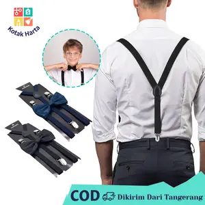 Paket Suspender Bretel Bow Tie Set Dasi Kupu-Kupu Dewasa Cocok Untuk Pesta Pernikahan