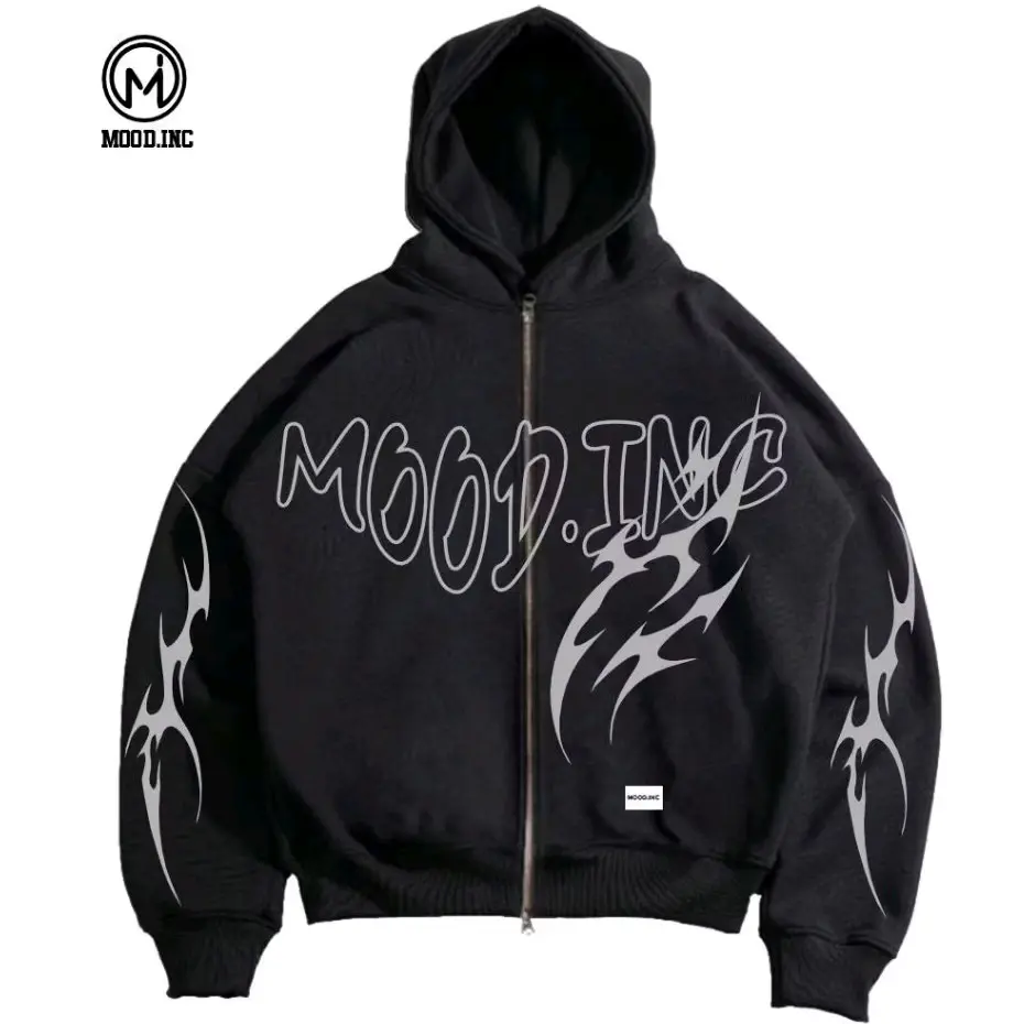 MOOD INC - Sweater Hoodie Zipper Oversize Basic Keep Smiling Limited Edition Pria Wanita Fleece Unisex Distro Hitam Tebal