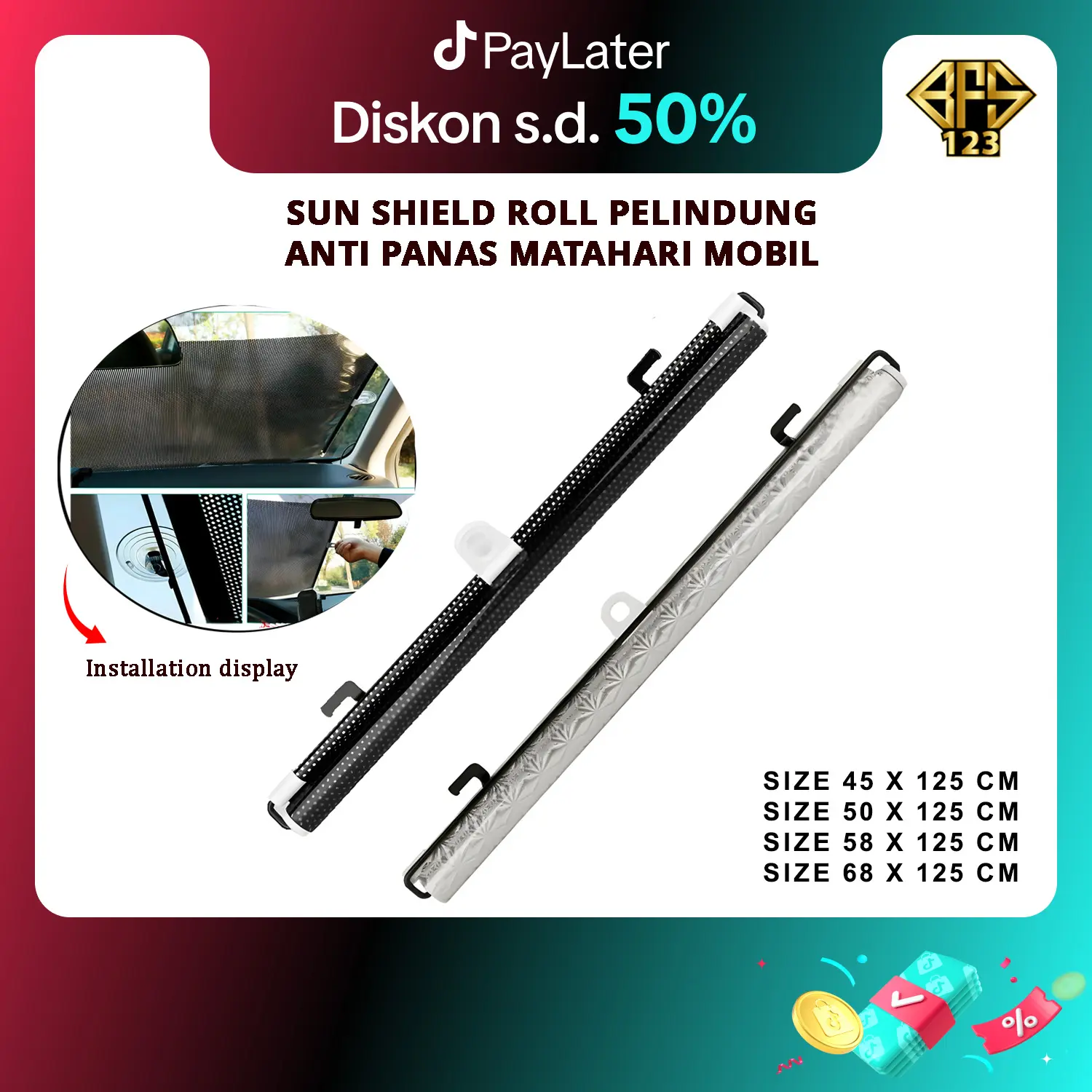 Sun Shield Roll Pelindung Anti Panas Matahari Mobil Car