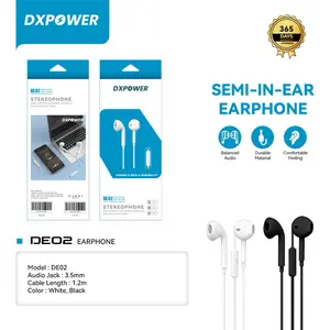 DXPOWER DEO2 Earphone Semi-In-Ear dengan Jack Audio 3.5mm dan Kabel 1.2m Tersedia dalam Warna Putih dan Hitam