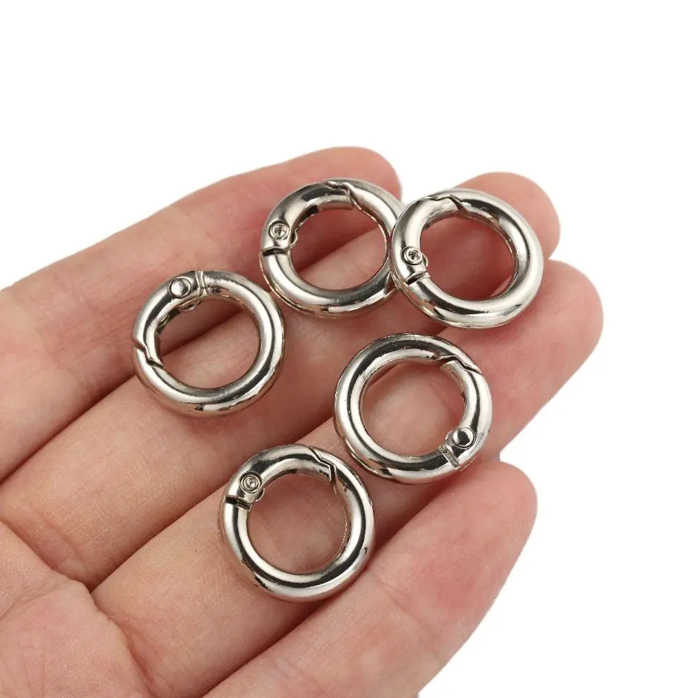 Keyring Leather Bag Round Handbags Zinc Alloy Openable O-Ring Buckle Snap Hooks Snap Clasp Spring Gate