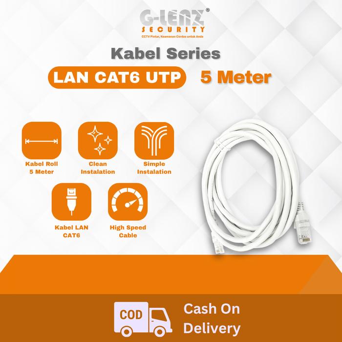 Gambar GLENZ Kabel Patch Cord Cat6 UTP 5M | Kabel Patch Cord Cat6 UTP | Panjang Kabel 5 Meter | Tahan Panas Up to 75° C | High Speed Transmitter Rate Up to 1000mbps | Kabel UTP Berkualitas Tembaga Asli | Kompatibel untuk Router, PC, CCTV Putih dari GLenz Security Kota Administrasi Jakarta Utara Tokopedia