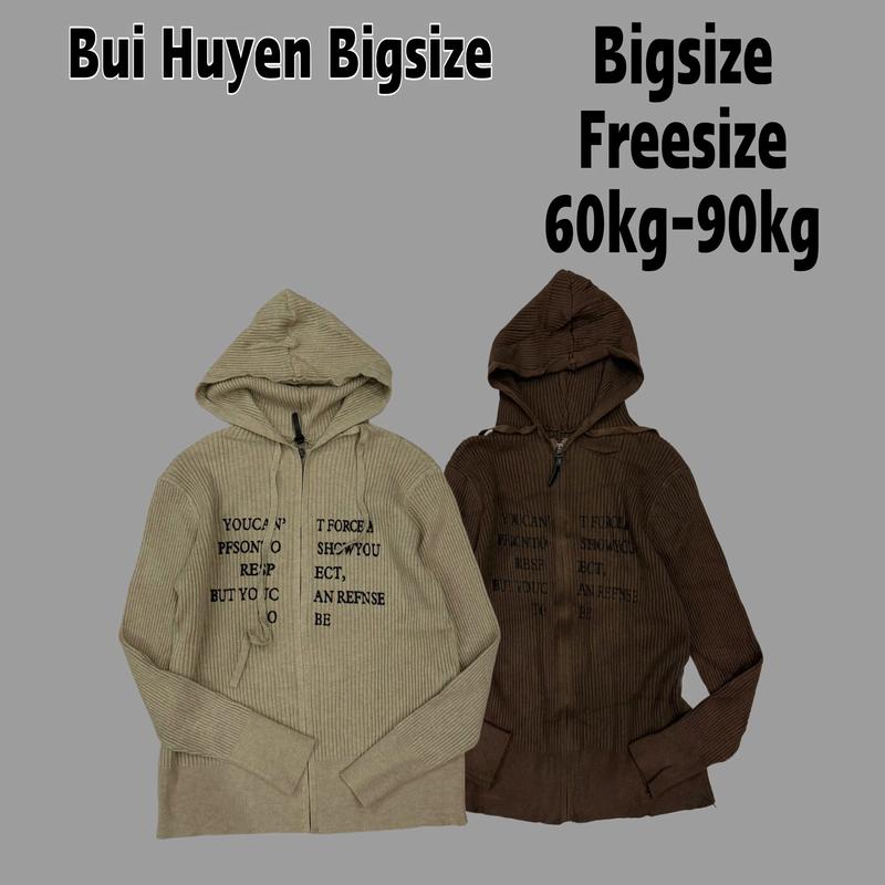 Áo Khoác Cadigan Len Có Mũ BIGSIZE Form 60-90KG