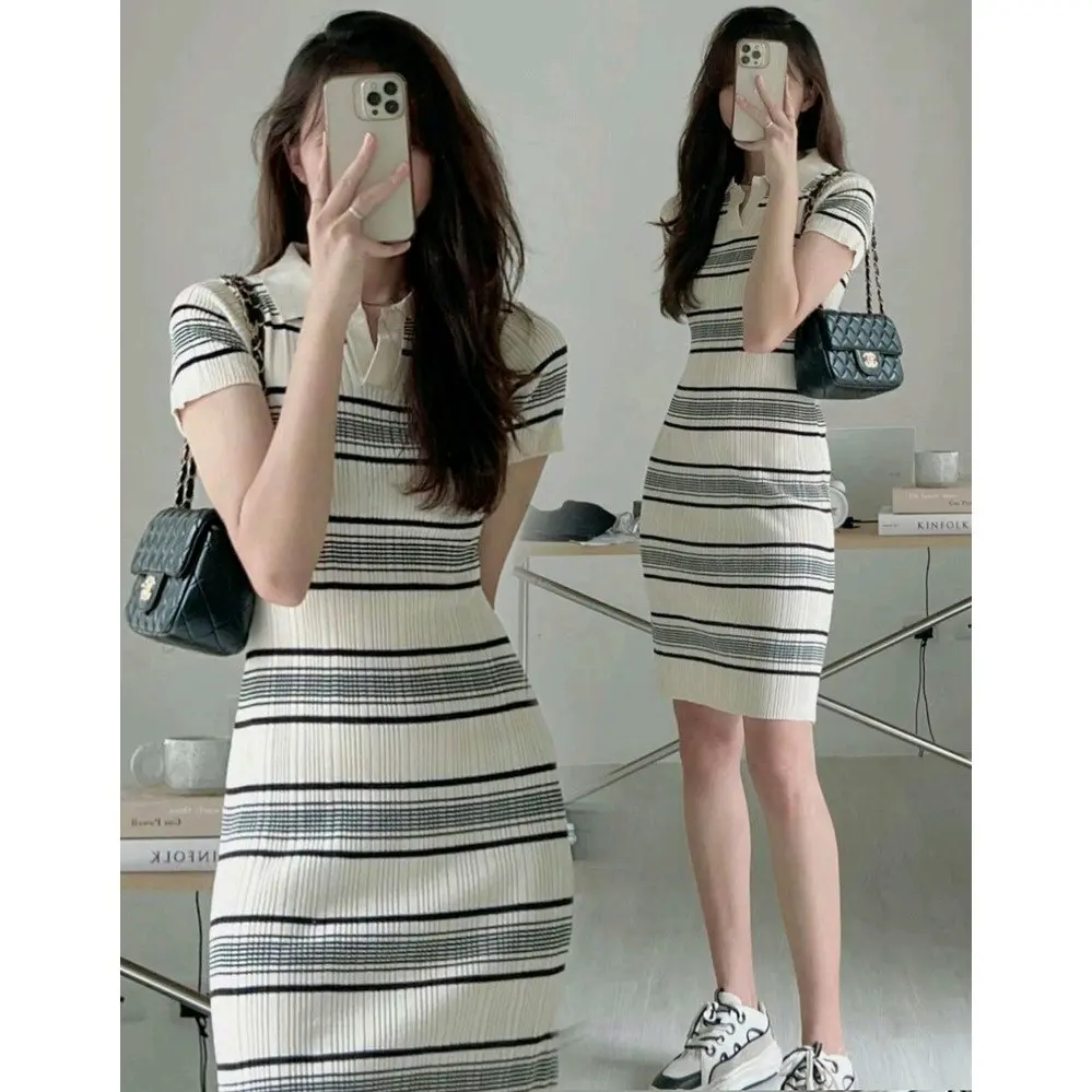 LISAII DRESS rajut korean style Gaun casual motif salur