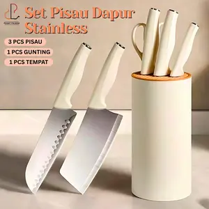 PV88 5IN1 Pisau Dapur Set Stainless Steel FREE WADAH Pisau Dapur Koki Kitchen Knife Tajam
