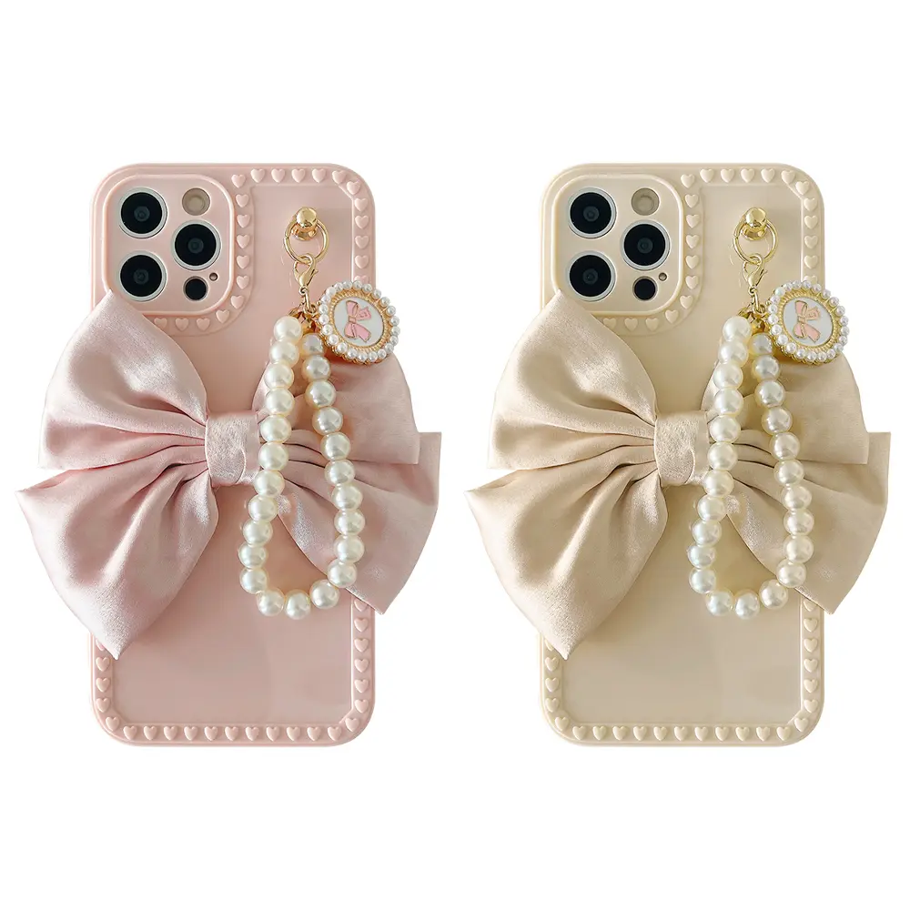 Bow knot chain for iPhone13 mobile phone case suitable for Apple 12Pro Korean girl soft shell