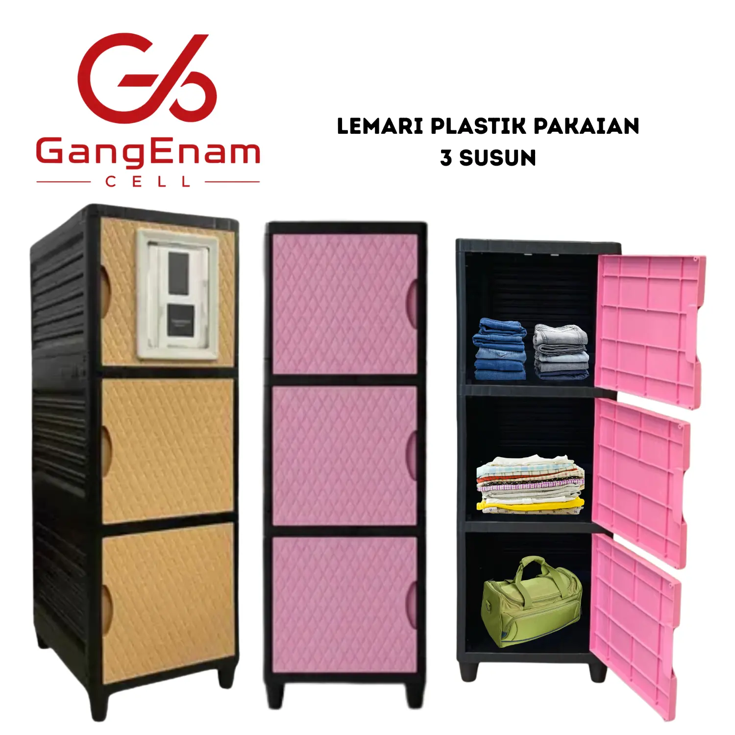 Lemari Plastik Pakaian Flash 3 Susun Anti Rayap Murah Meriah