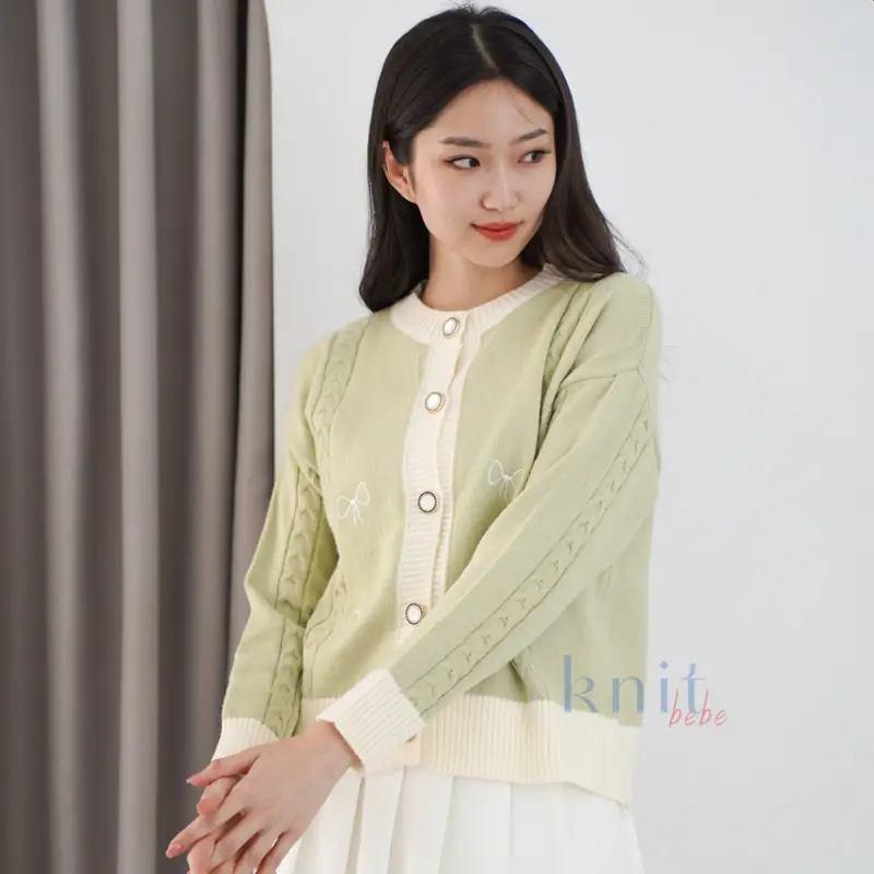 KNITBEBE - HAEWON Atasan Cardigan Rajut Ribbon Knit Top Pita 3