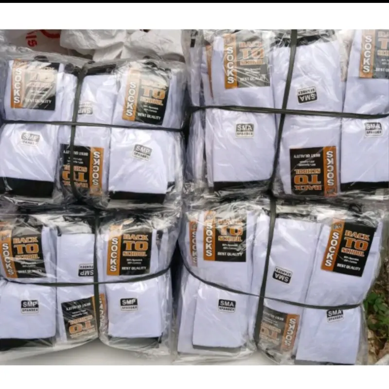 ( GROSIR 12 PASANG) KAOS KAKI SEKOLAH - KAOS KAKI ANAK SD SMP SMA HITAM PUTIH MURAH 3