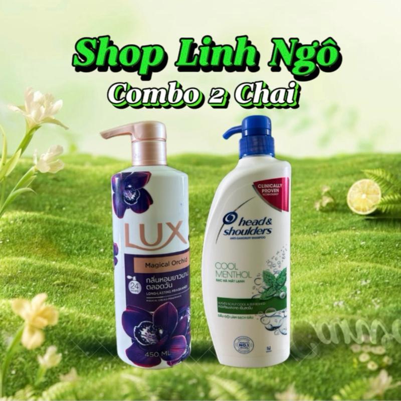 Combo 2Chai Dầu Gội Head& Shoulders Thái Lan 850ml + 1Chai Sữa Tắm Lux Thái Lan 450ml màu tím