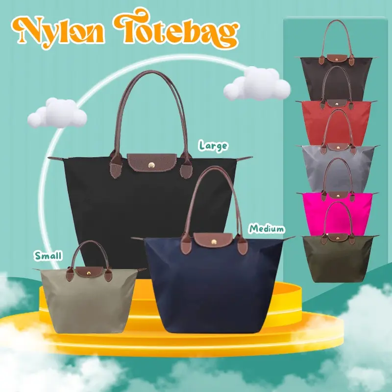 Women Stylish Nylon Shopping Tote bag Handbag Lady Shoulder Bag Blue Bags Leather
