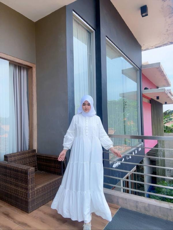 Gamis Slavina Bordir Busui Kancing Muslim Wanita Simple Elegant Mayung Twill Nyaman Rempel Cantik 5