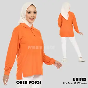 Kaos Polo Seragam Panjang Oren / Kaos Kerah / Poloshirt / Polo Shirt Panjang Bordir Sablon Logo Cewek Cowok