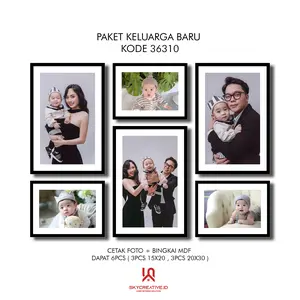 (6 PCS) PAKET KODE 36310 (3PCS 6R + 3PCS 10R) CETAK FOTO + BINGKAI MDF Dipasang di Dinding Modern Dekorasi Bukan Musiman dinding