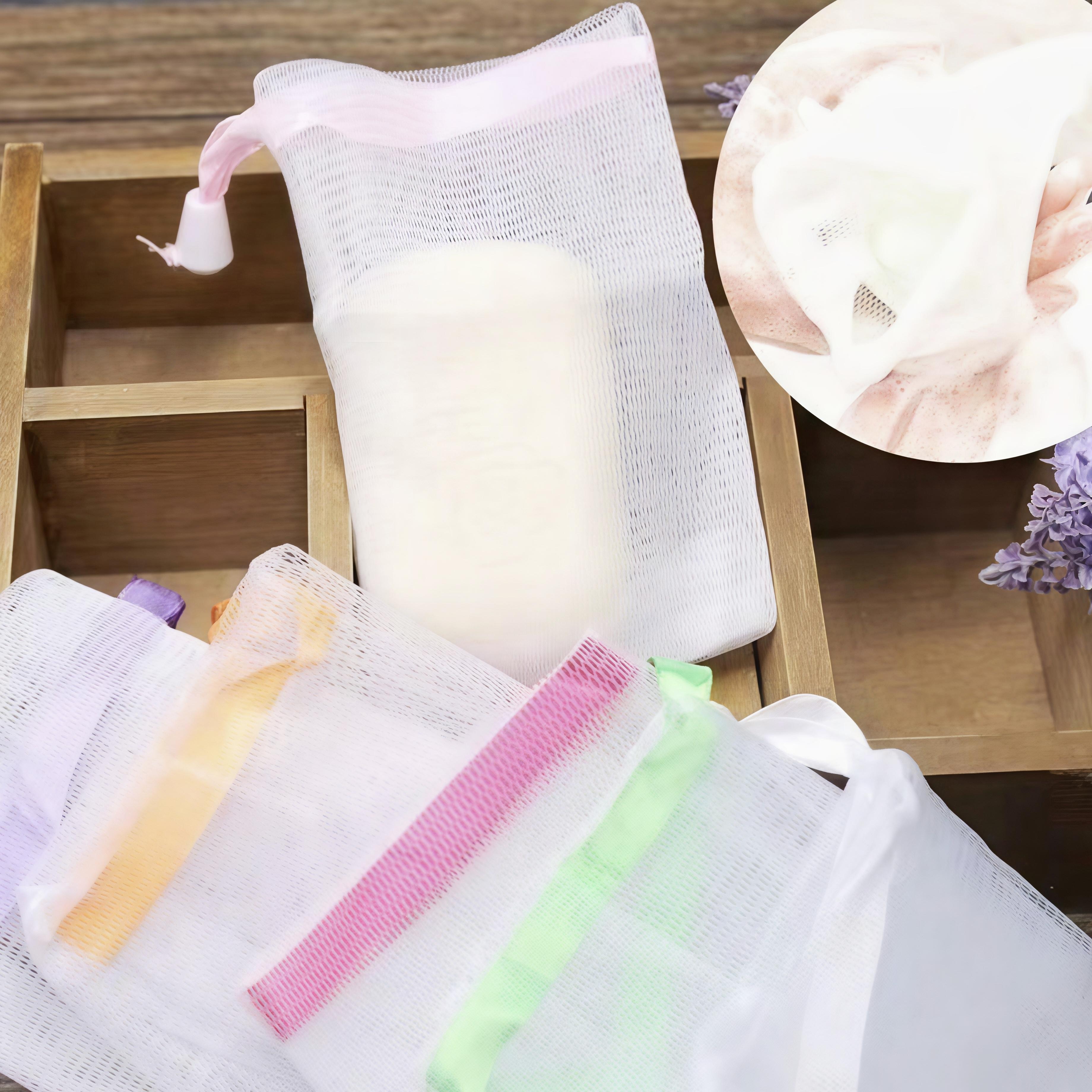 Jaring Pembusa Sabun Dua Lapis Tebal Ultra Halus untuk Sabun Gelembung Cuci Muka dan Mandi Kantong Jaring Serbaguna untuk Kulit Sensitif - Telinga, Alis