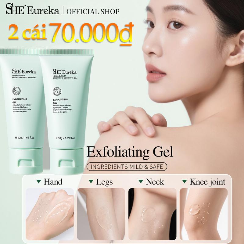  【 2CÁI 70.000đ  SHEEureka Gel tẩy tế bào chết chiết xuất thảo dược làm sạch mặt tẩy tế bào chết chăm sóc da tự nhiên Gel làm sạch loại bỏ gel rửa mặt 