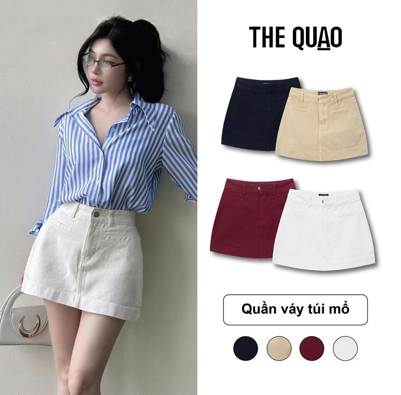 THE QUẠO - Chân Váy Jeans Nữ Lưng Cao Lai To Ba Màu S2503_623