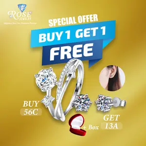 BUY 1 GET 1 56C + 13A ROSE JEWELRY cincin dan anting  model terbaru permata berbentuk orbit untuk jari telunjuk dan adjustable semua ukuran