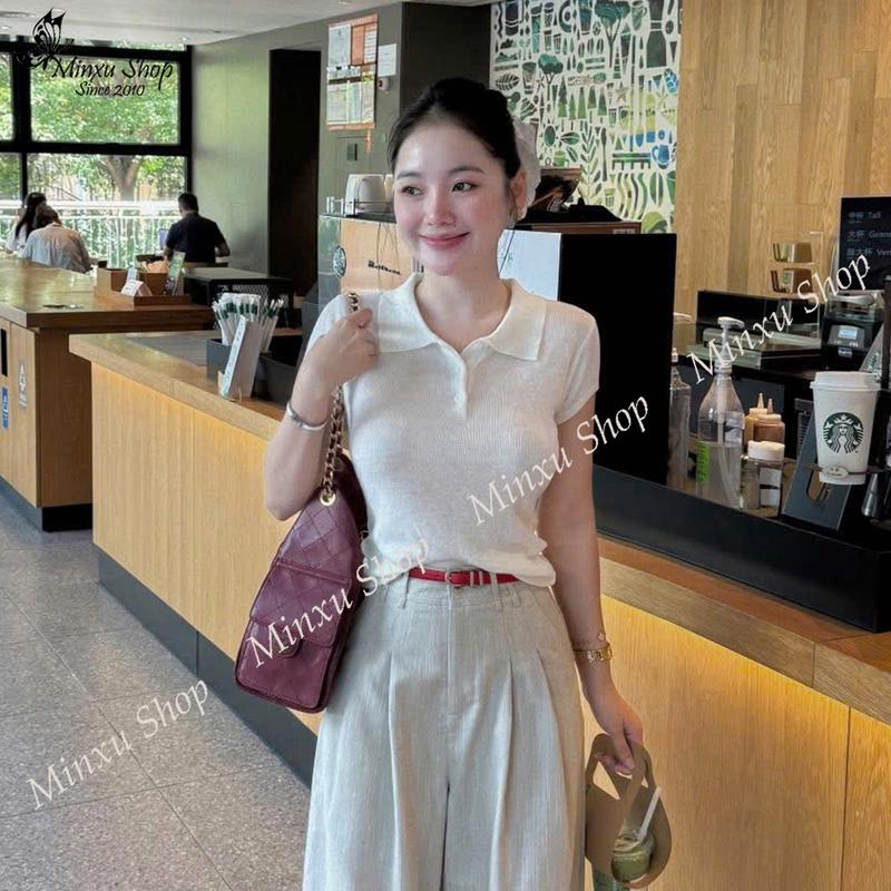 Áo Polo Len Nữ Màu Trơn Chất Len Mềm Mịn Hàng QC Minxu Shop POLO39