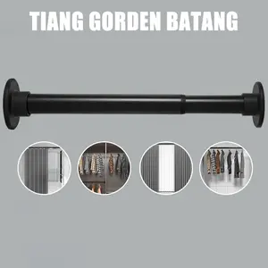 Tiang Gorden Tirai Portable Anti Karat Tanpa Bor Untuk Kamar Mandi & Ruangan