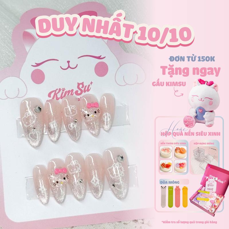 [M218] KimSu Nailbox - Bộ sưu tập nail Hello Kitty mắt mèo dễ thương