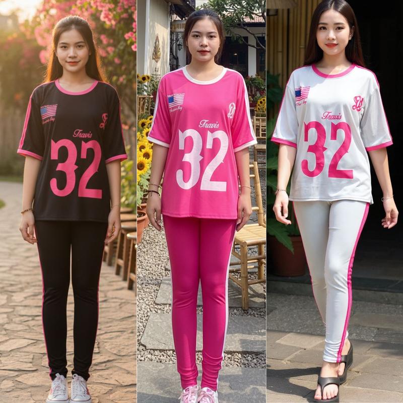  Set Bộ Quần Dài Ôm Áo Form Rộng Bigsize 45-85 ESHOP Đồ Bộ Nữ Đồ Mặc Nhà Dài In Số 32 Ôm Đẹp Dễ Thương Top Women 