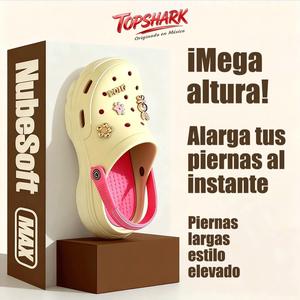 TOPSHARK NubeSoft MAX Sandalias Chanclas Tacon Plataforma 6.5cm Estilizadoras con Charm Sorpresa Cómodas Diarias y de Moda Suela Gruesa Cojín de Aire Suave
