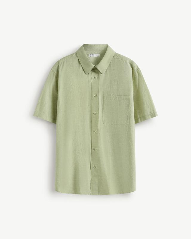 Áo Sơ Mi Nam Tay Ngắn Trơn Vải Cotton Linen Form Regular - Routine 10S25SHS009