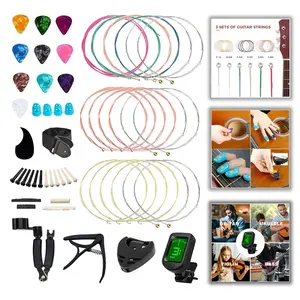 KAWES Alat Gitar Mengubah Kit Strings Pick Capo Winder & Cutter Tuner Aksesoris String Kit