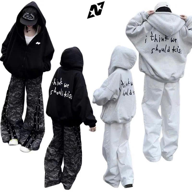 Áo Khoác Nỉ Khóa Kéo Hoodie Zip I THINK Form Rộng Boxy Dáng Lửng Mũ 2 Lớp Có Túi Trong