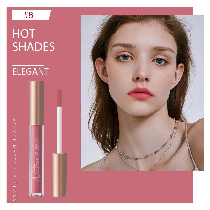 Product Introduction of Hot selling matte lip gloss that does not stick to cups, waterproof and not easily fade velvet lip gloss 1
