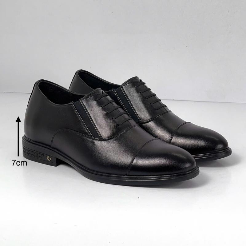 Giày oxford công sở tăng chiều cao 7cm(KHÔNG CẦN BUỘC DÂY).da bò cao cấp nhập khẩu,đế cao su khâu chắc chắn Bảo Hành 12th