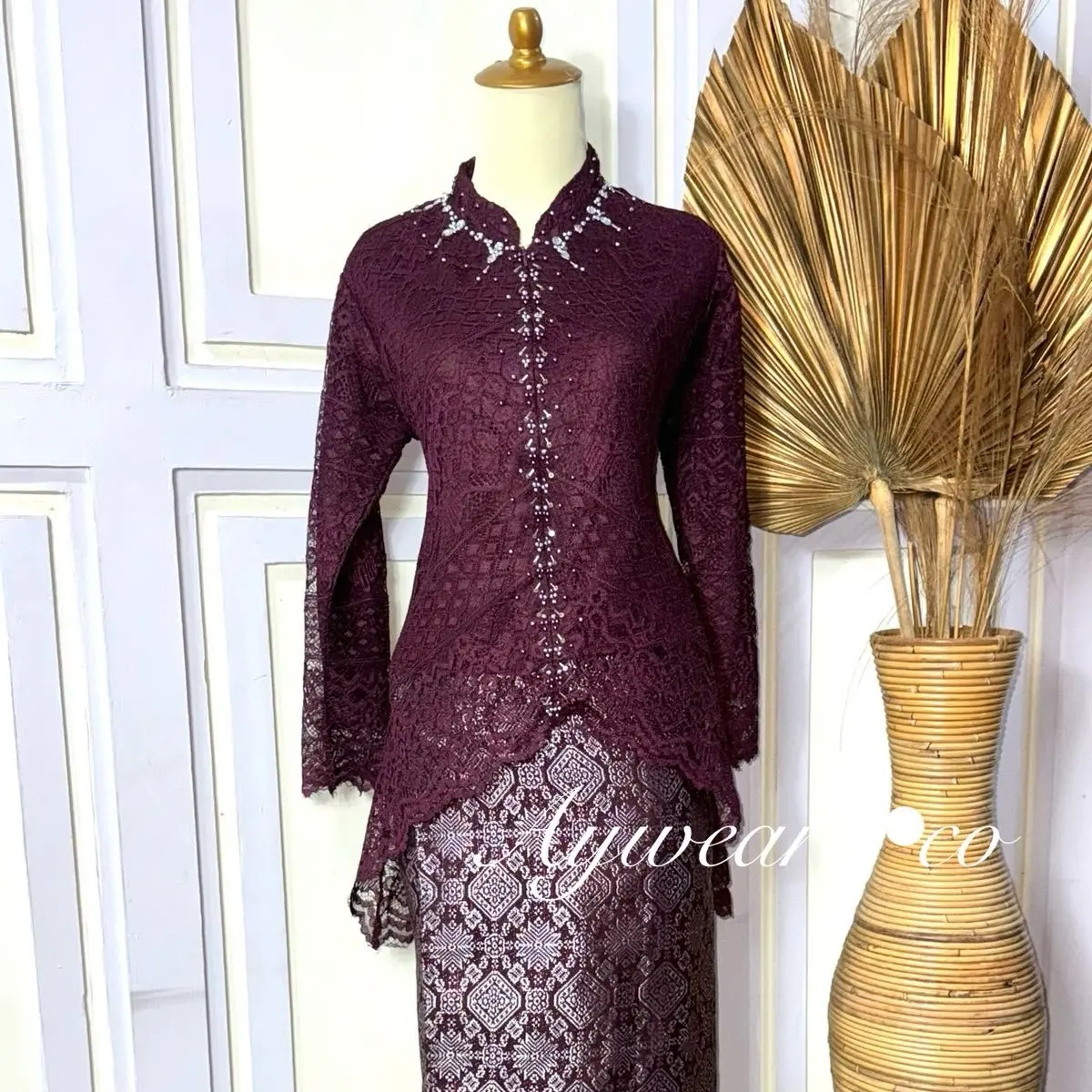 Aywears Kebaya brukat Songket Aurora Shakira / kebaya busui aurora / kebaya shakira  Mewah/ kebaya brukat jumbo kondangan pesta Setelan Payet