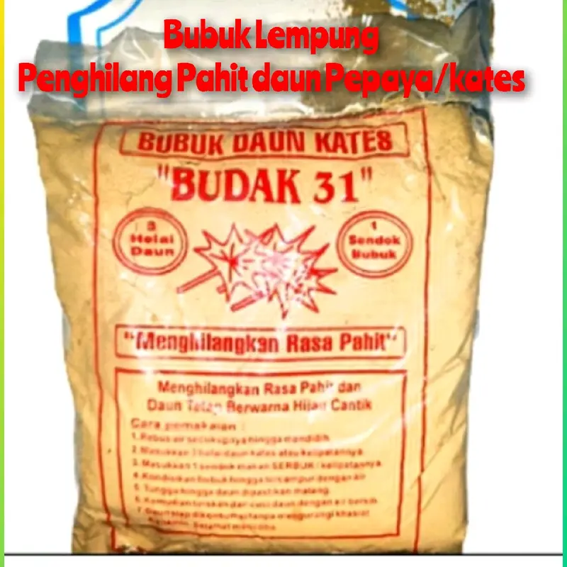 Paket 4pcs Bubuk lempung penghilang pahit daun pepaya Cap Budak31. Bahan 4