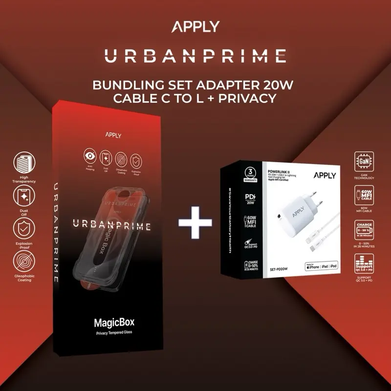 Bundling Set Adaptor 20w  Cable C to L + Privacy