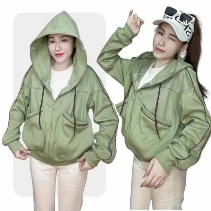Áo Khoác Nữ Bigsize Cao Cấp,Chất Liệu Vải Thun Gân Co Giãn Dày Dặn Có 6 Túi Lớn 4 Túi Ngoài 2 Túi Trong Women Kem