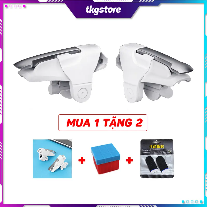 Nút bấm chơi game White Shark chất liệu nhựa ABS và hợp kim bền bỉ cực nhạy chơi game PUBG Mobile Free Fire