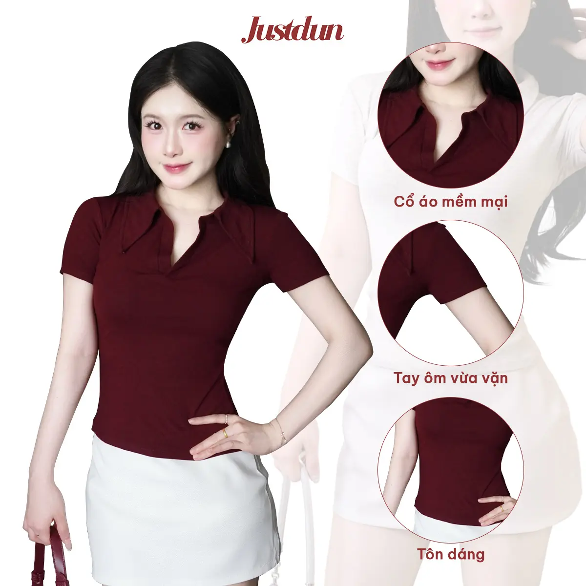 Áo Thun Nữ Polo JUSTDUN E21 – Cổ Sơ Mi Cotton Mịn Cao Cấp, Form Ôm Đẹp, Co Giãn Thoải Mái,Thanh Lịch | BigBuy360 - bigbuy360.vn Áo Thun Nữ Polo JUSTDUN E21 – Cổ Sơ Mi Cotton Mịn Cao Cấp, Form Ôm Đẹp, Co Giãn Thoải Mái,Thanh Lịch | BigBuy360 - bigbuy360.vn