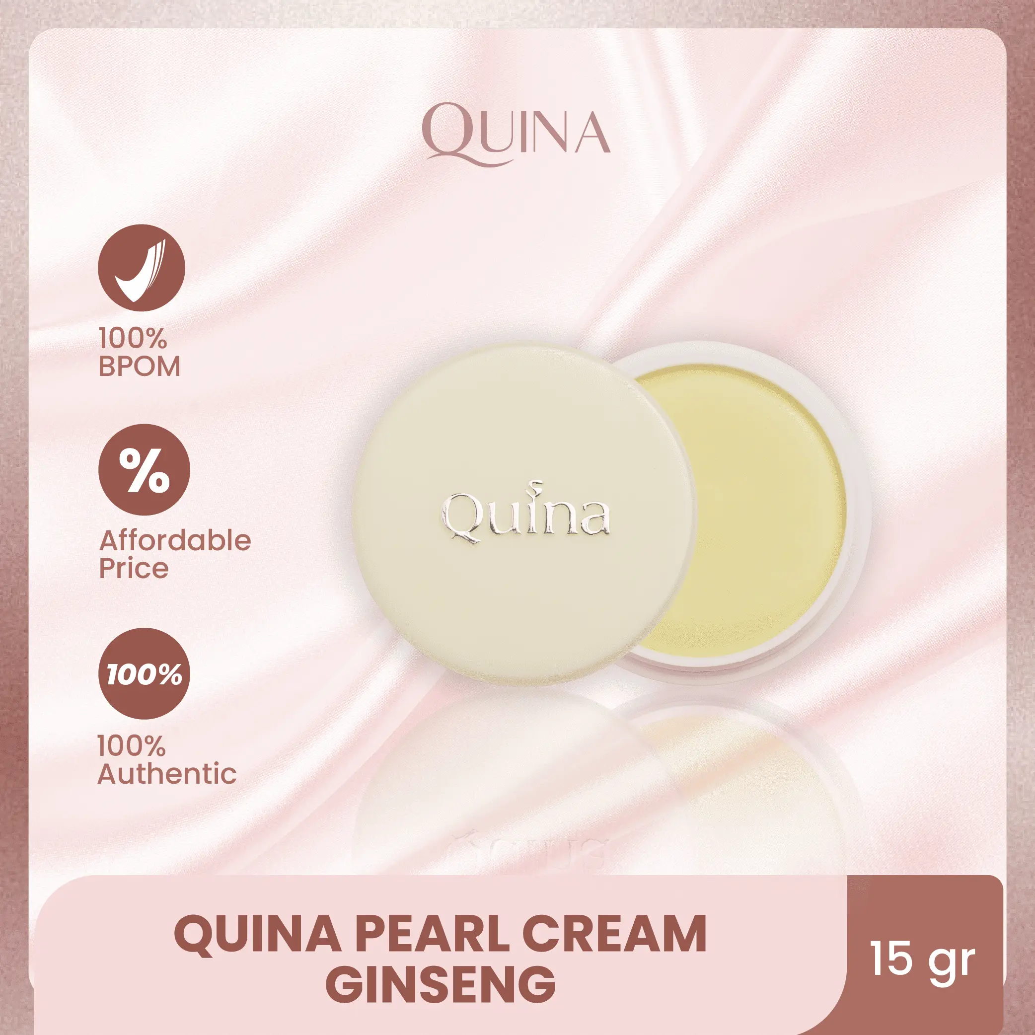 Quina Ginseng Pearl Cream 15gr Original BPOM Perawatan Wajah Pelembab Muka