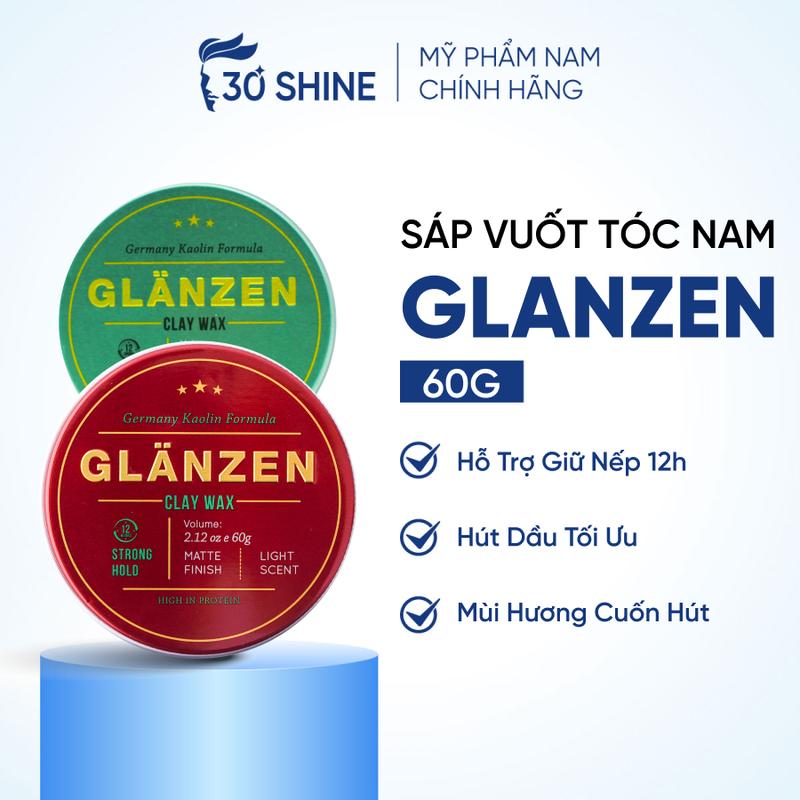 Glanzen Sáp Vuốt Tóc Nam 30Shine Chính Hãng 60g - Độ Giữ Nếp Cực Cao & Mùi Hương Hoa Cỏ - Thương Hiệu Việt Nam