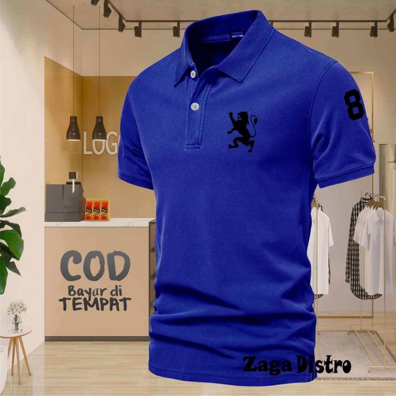 COD T-shrit POLO kerah Singa 8 Text Hitam Kaos Kerah Dewasa Shirt / Kaos Wangki Pria Polo / Kaos Seragam 6